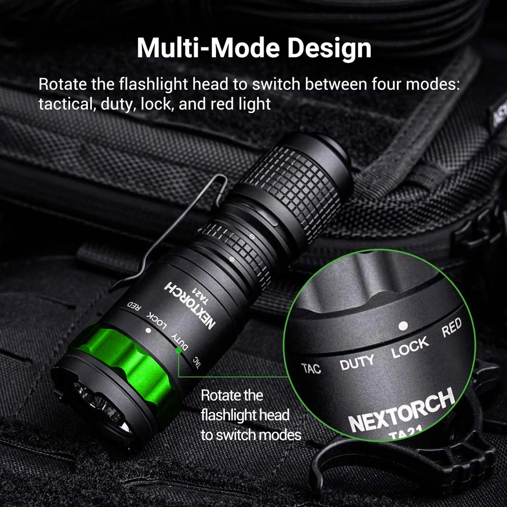 NEXTORCH TA21 Pocket Carry Tactical Flashlight Set | Red & White Light - Image 6