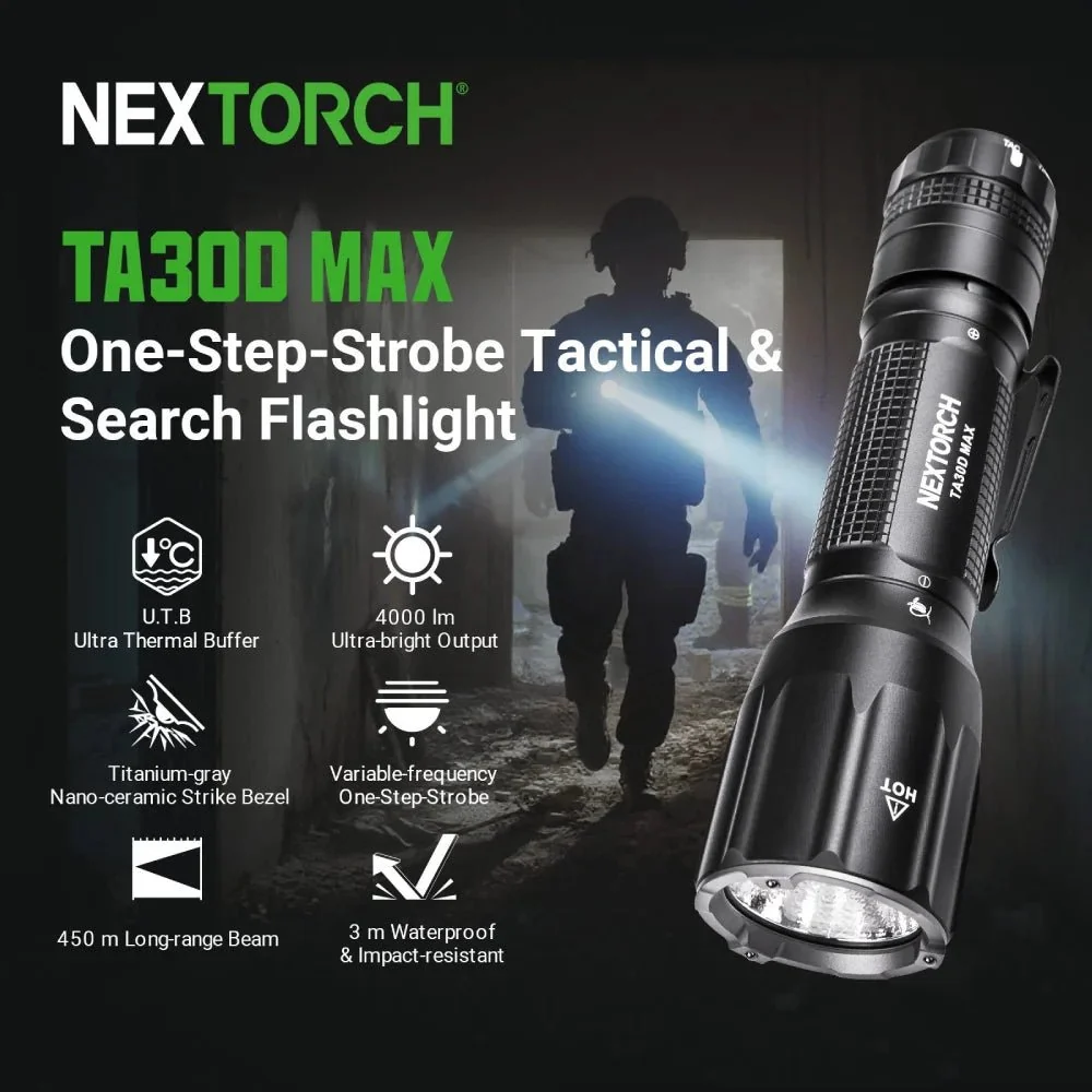 NEXTORCH TA30D MAX One-Step-Strobe Tactical & Search Flashlight - 4000 Lumens - Image 5
